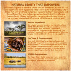 Shea Terra Organics natural ingredients highlight absence of sulfates and parabens