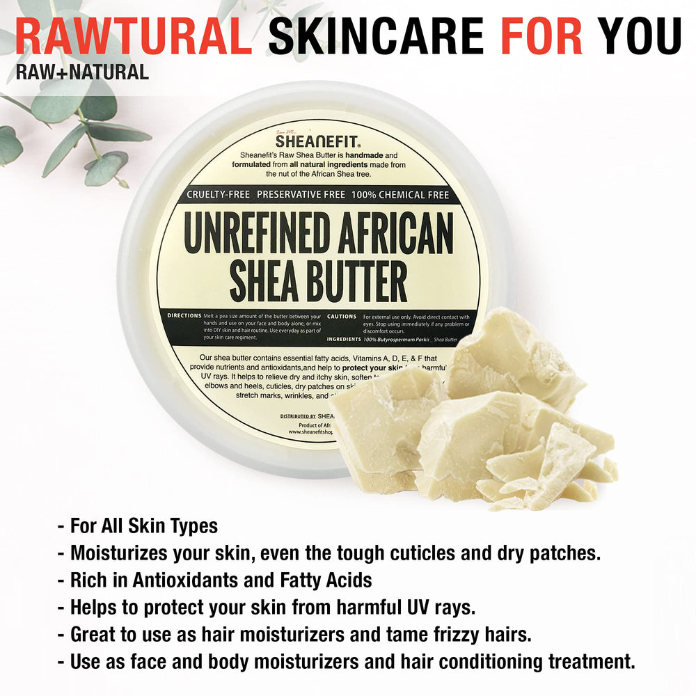 Sheanefit raw shea butter on the face for daily moisture and softness