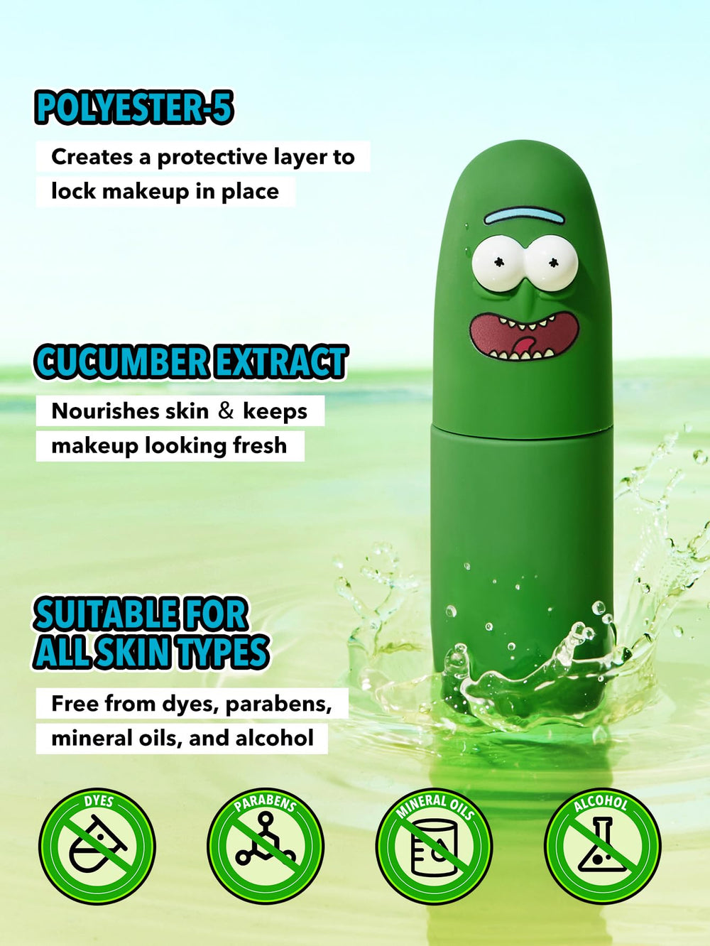 Hand applying the Pickle Rick setting spray for even coverage