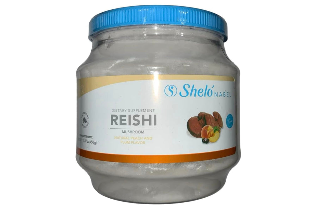 Nutritional facts and packaging of Sheló NABEL Reishi premix 450 g