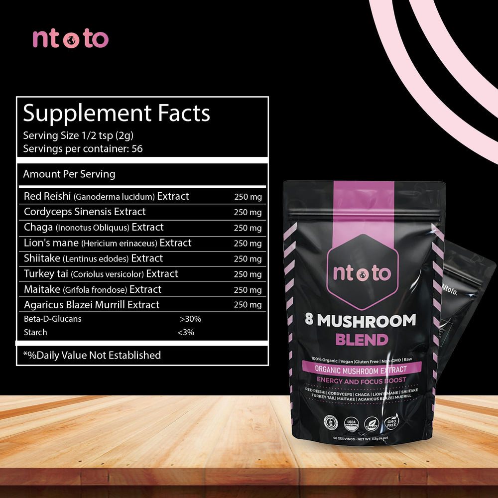 Organic shiitake mushroom powder rich in antioxidants