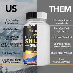 Graphic highlighting 85+ trace minerals in Shilajit Gummies