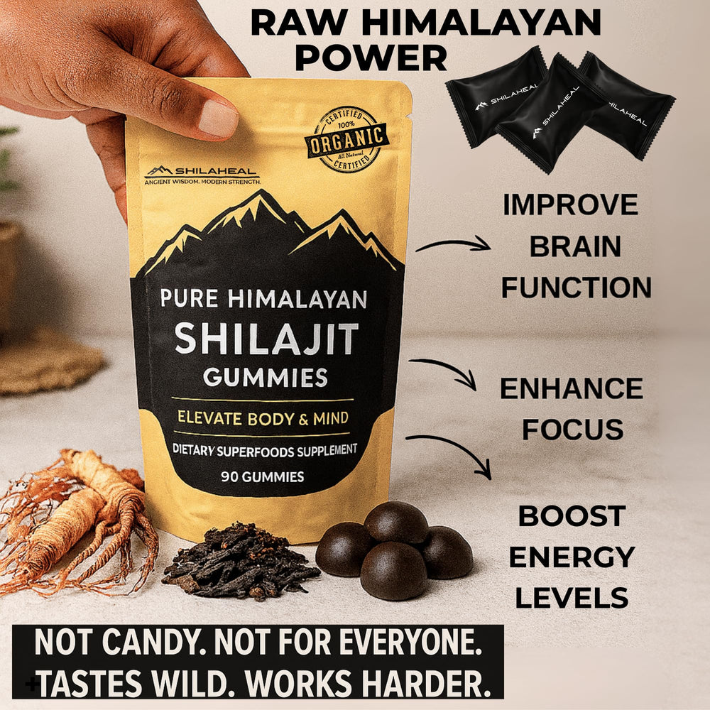 Close-up of Shilajit Gummies highlighting fulvic acid and minerals