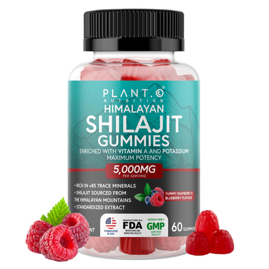 Shilajit Gummies Raspberry flavor bottle - 60 count