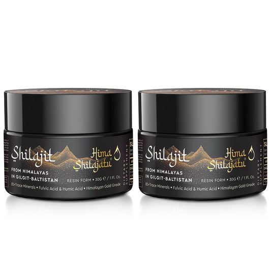 Gold grade Shilajit resin in a dark glass jar with spoon