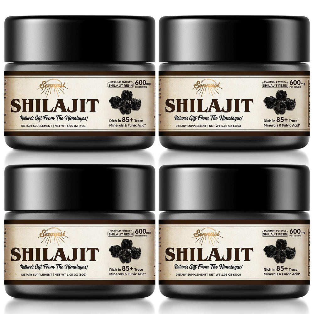 Shilajit resin bottle (30g, 4-pack) with double-sealed glass