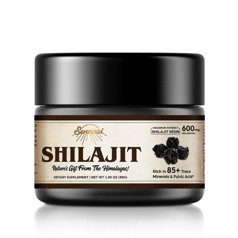 Shilajit pure Himalayan resin in a glass bottle
