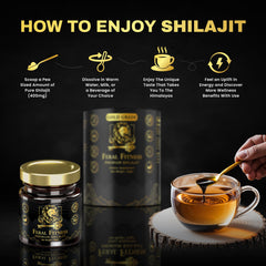 Shilajit resin dissolving in warm water