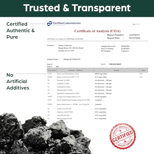 Serving size of Shilajit tablets showing 500 mg per tablet