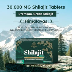 Shilajit tablets featuring fulvic acid and 85+ trace minerals