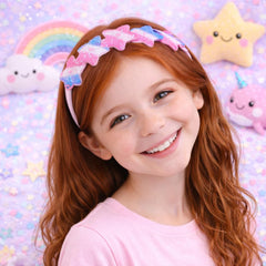 Shimmer Anna Shine glitter headband heart blue pairs well with uniforms and dresses.