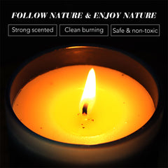 Shining Buddy sage-lemongrass candle on desk, promoting a soothing workspace.