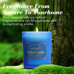 Shining Buddy sage-lemongrass candle on outdoor patio, long-burning for evenings outside.