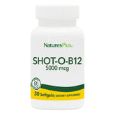 Front of Natures Plus Shot-O-B12 bottle and packaging