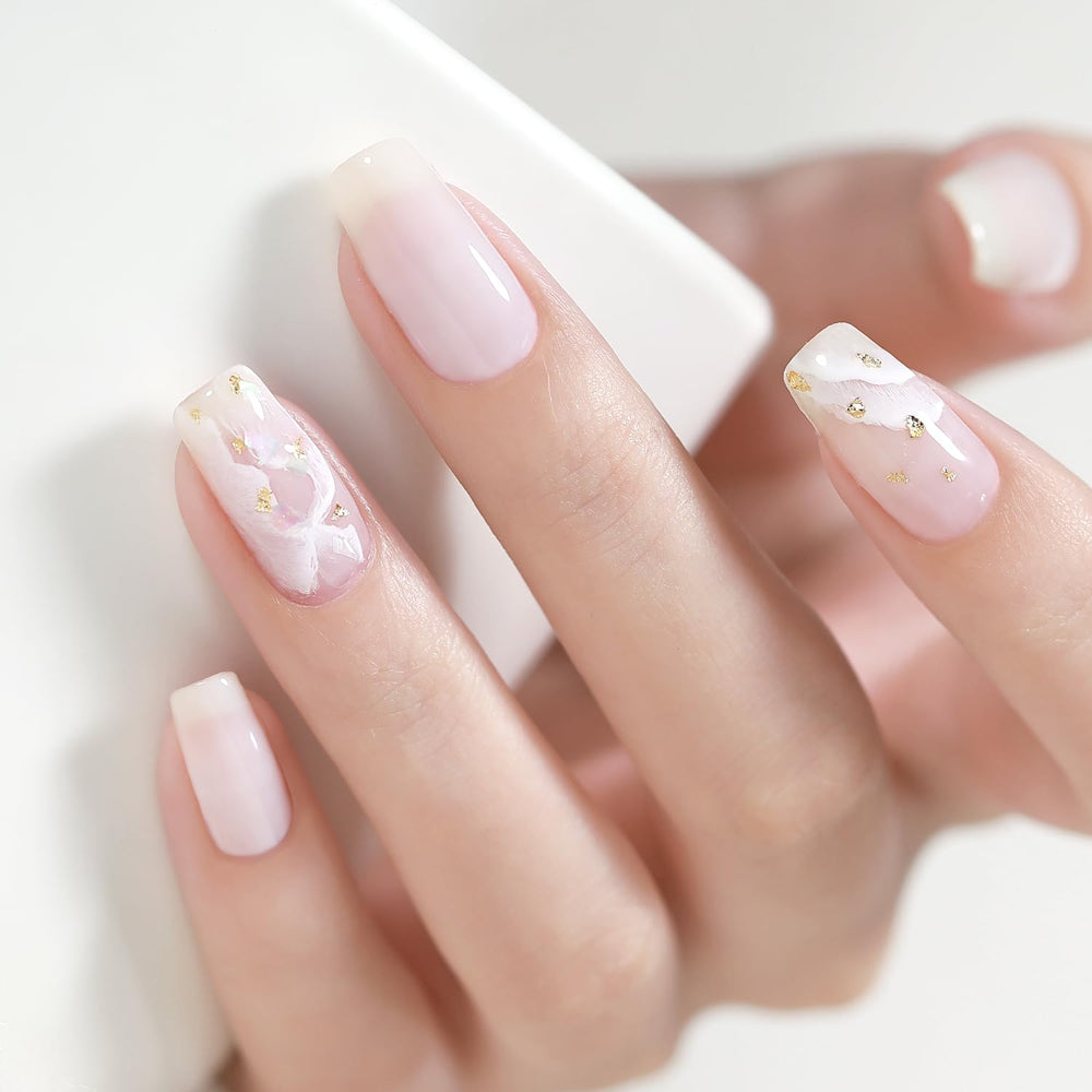 SHOYUM milky white gel polish close-up showing creamy coverage for buildable looks