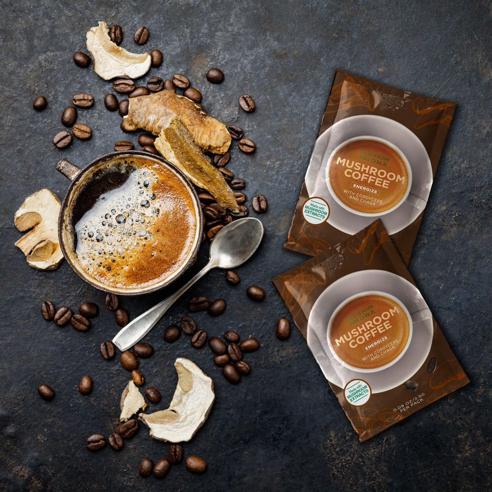Lifestyle image showing energy boost from ShroomDNA coffee