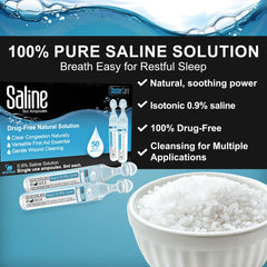 Shusher Care saline ampoules for nasal care hydrate passages and promote comfortable breathing