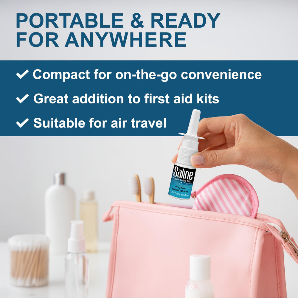 Shusher Care compact spray suits quick nasal moisture on the go.