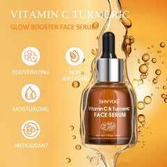 SHVYOG Vitamin C Turmeric Serum on skin suggests hydration and radiance