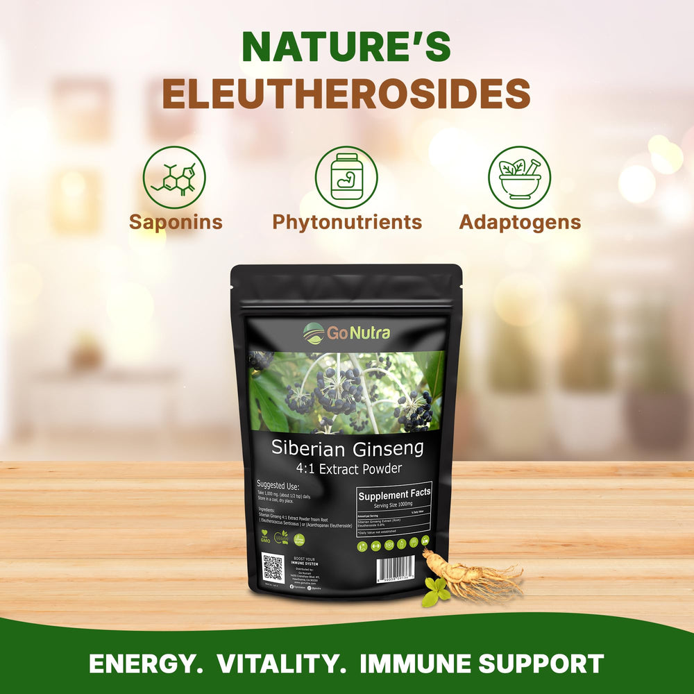 Eleuthero root powder promoting energy and stamina