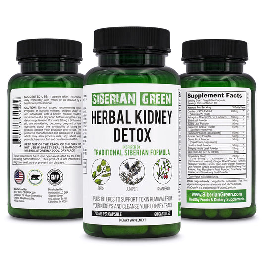 Bottle of Siberian Green Kidney Detox 60 Capsules