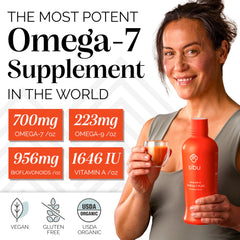 Back label of SIBU Omega-7 Pure 32 oz bottle