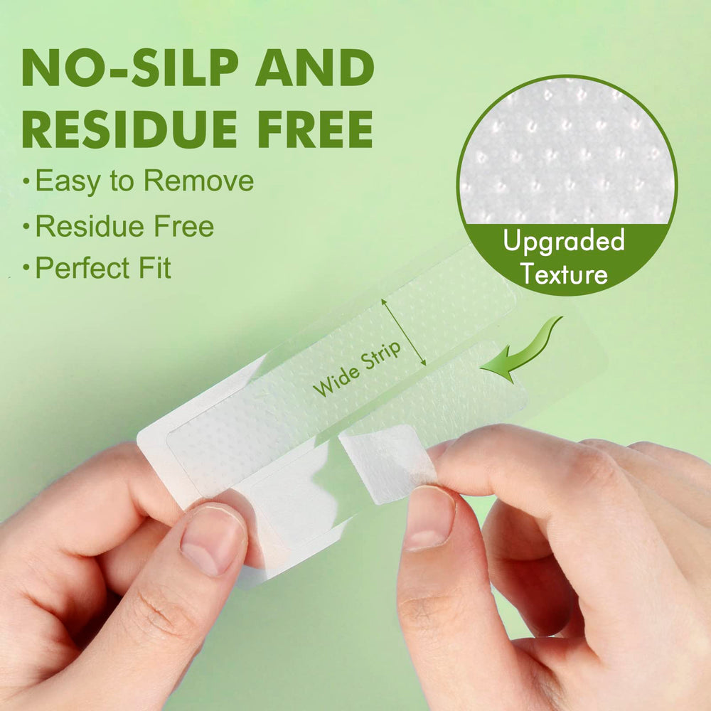 Non-slip, residue-free whitening strips on teeth