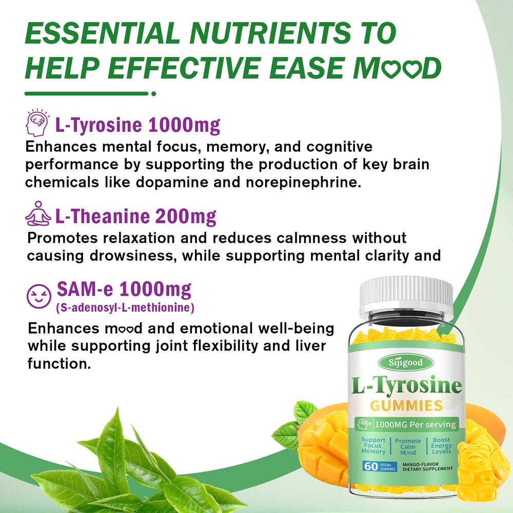 Energy and mood support gummies with 1000mg L-Tyrosine