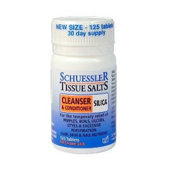 Ingredients panel for Silica-100 Tabs by Schuessler Tissue Salts