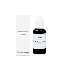 Close-up of dropper bottle for Silicea 30C dilution