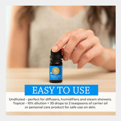 Ingredient list for Breathe Calm blend: eucalyptus, lemon, lavender, peppermint, tea tree, clove, Ravintsara, laurel, cardamom