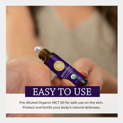 Applying Silk Road Protector roll-on to skin