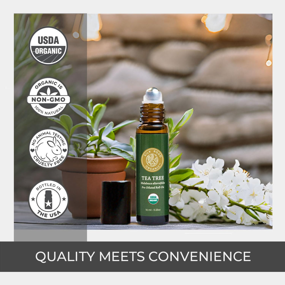 Travel-friendly 10 ml tea tree oil roll-on packaging