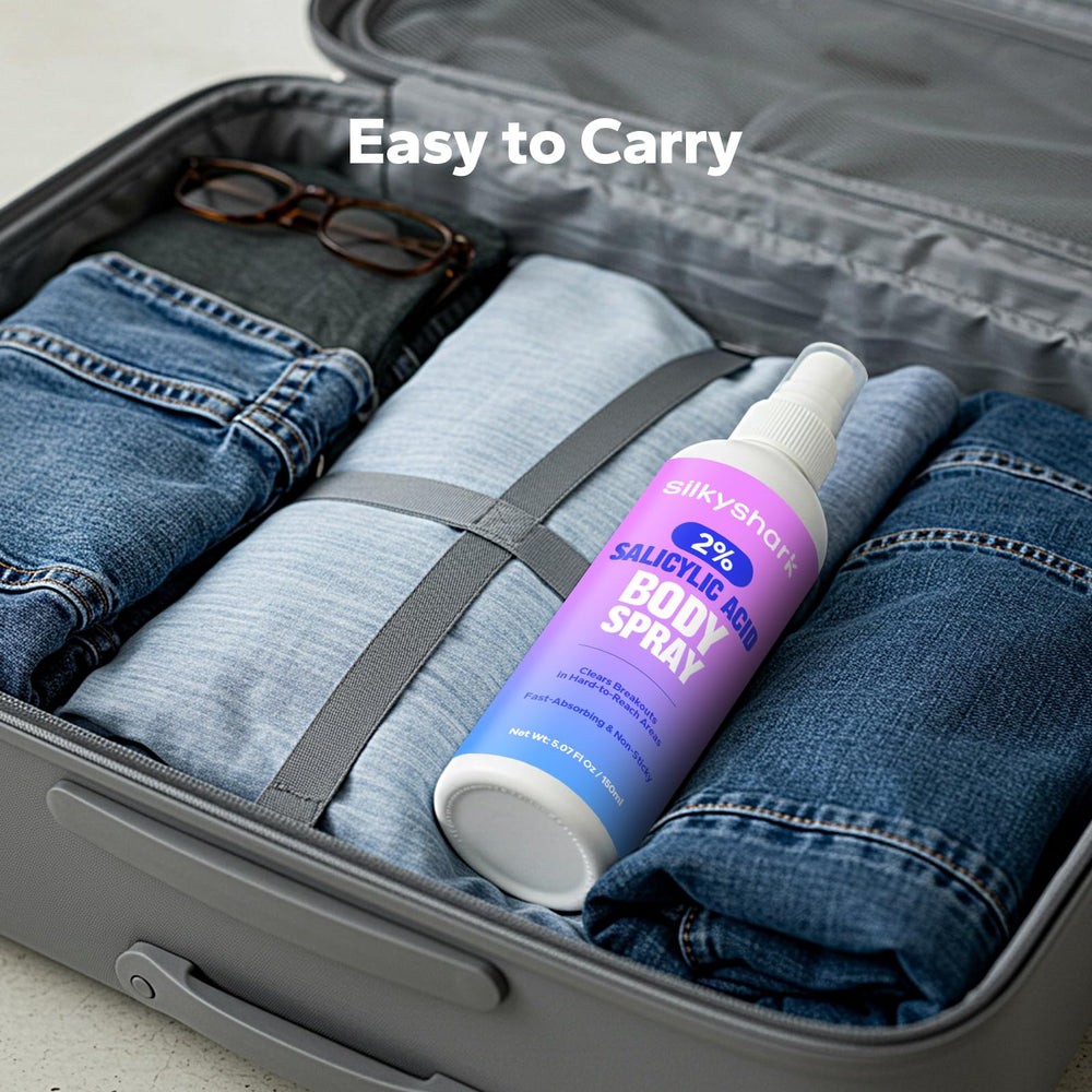 Lightweight formula of SilkyShark Salicylic Acid Spray absorbs quickly with no stickiness