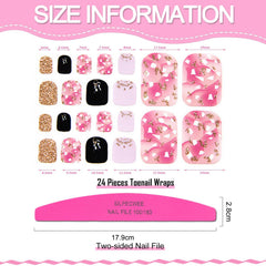 SILPECWEE floral marbling toenail wraps add subtle elegance.