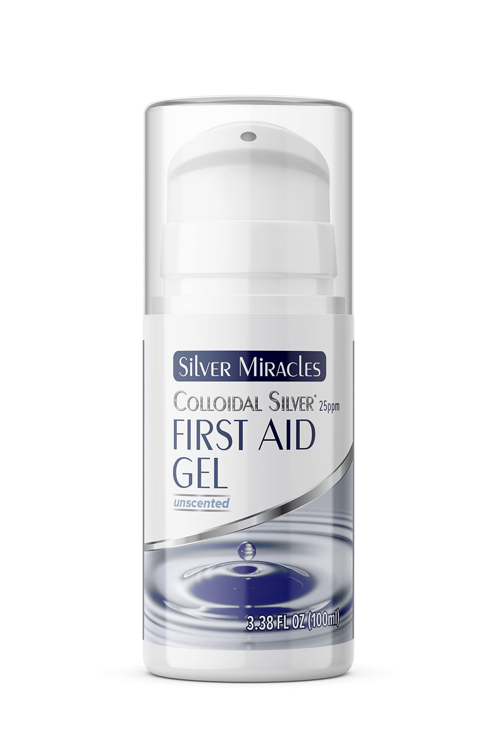 Silver Miracles Colloidal Silver First Aid Gel in an airless bottle