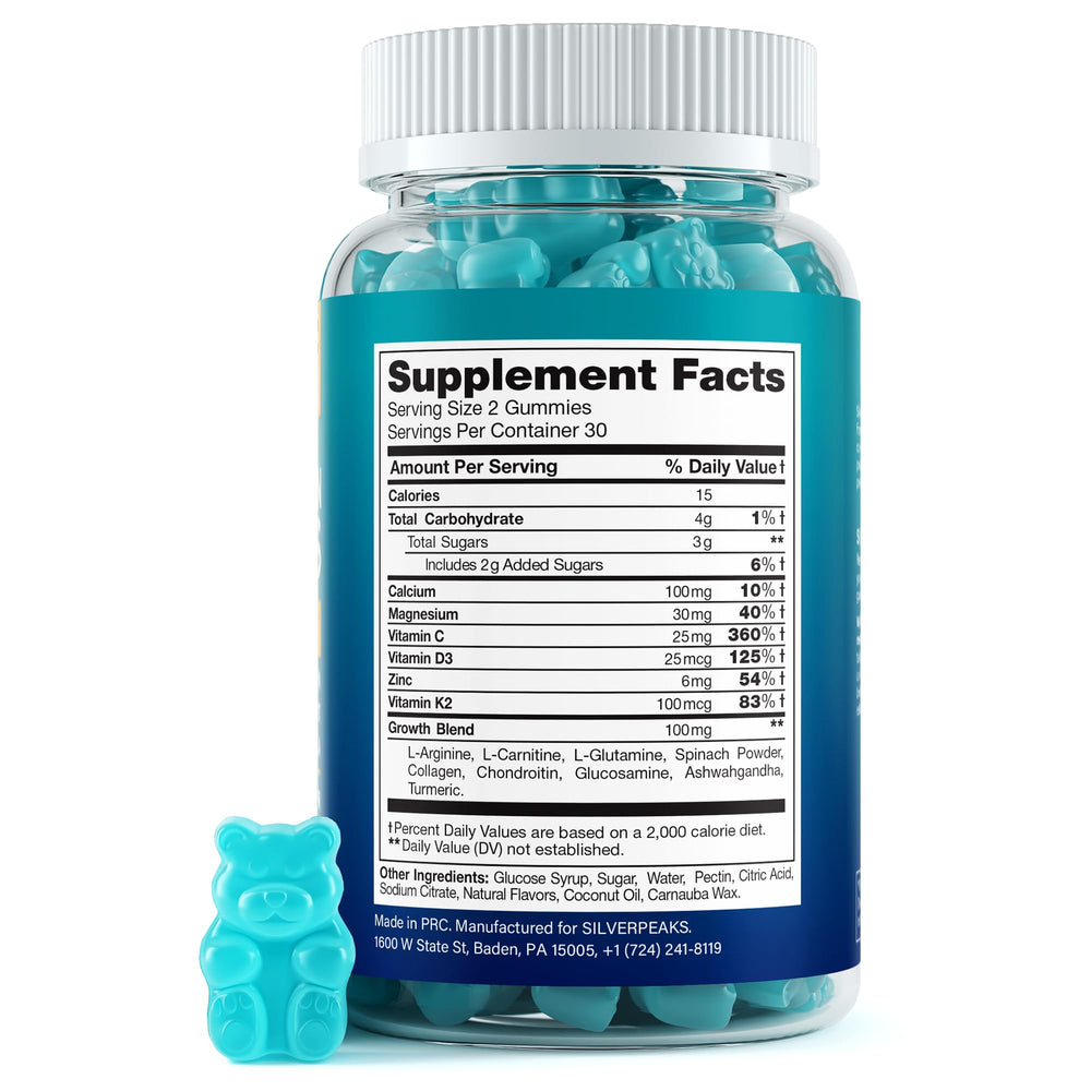 Close-up of SILVERPEAKS Height Growth Gummies Wild Berry flavor