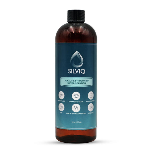 Front view of SILVIQ Structured Silver Water bottle, 16 oz