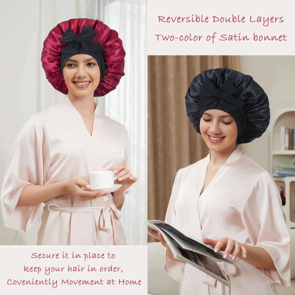 Simapu silk hair bonnet with adjustable straps supports gentle, secure wear.