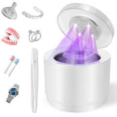 Front view of Simfree Ultrasonic Retainer Cleaner in white