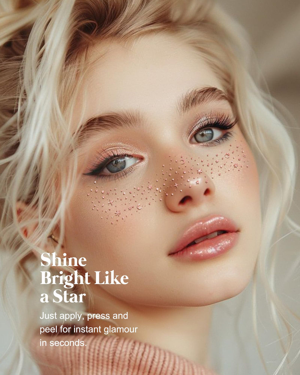 Simpilos easy apply glitter patches rose gold for bold concert looks.