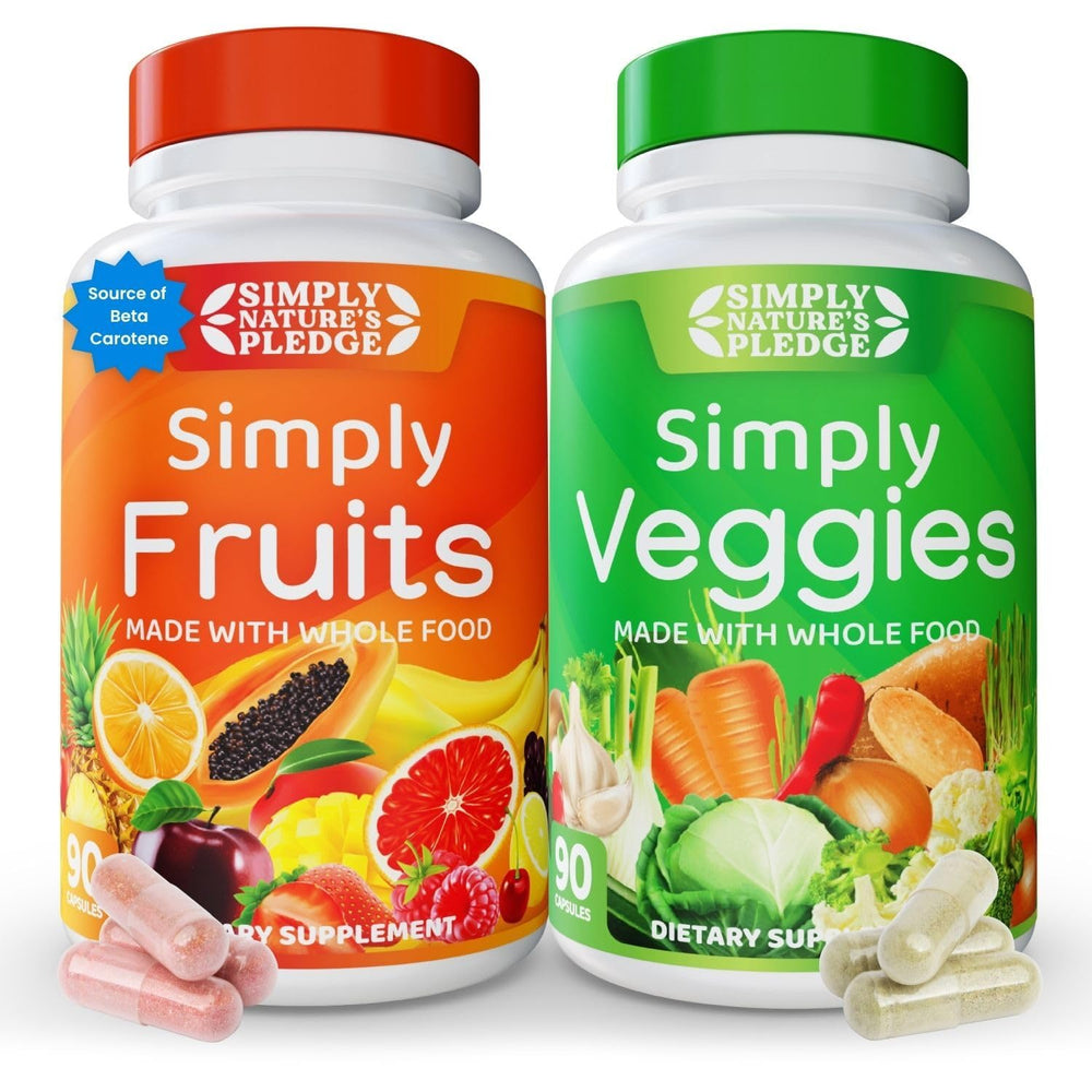 Simply Nature's Pledge balance bottle pour shows a convenient daily capsule ritual for natural energy.