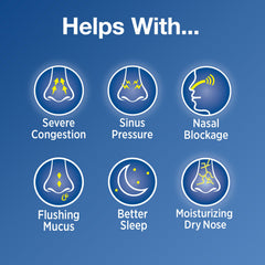 Simply Saline adaptable nozzle delivers precise mist for targeted nasal relief.