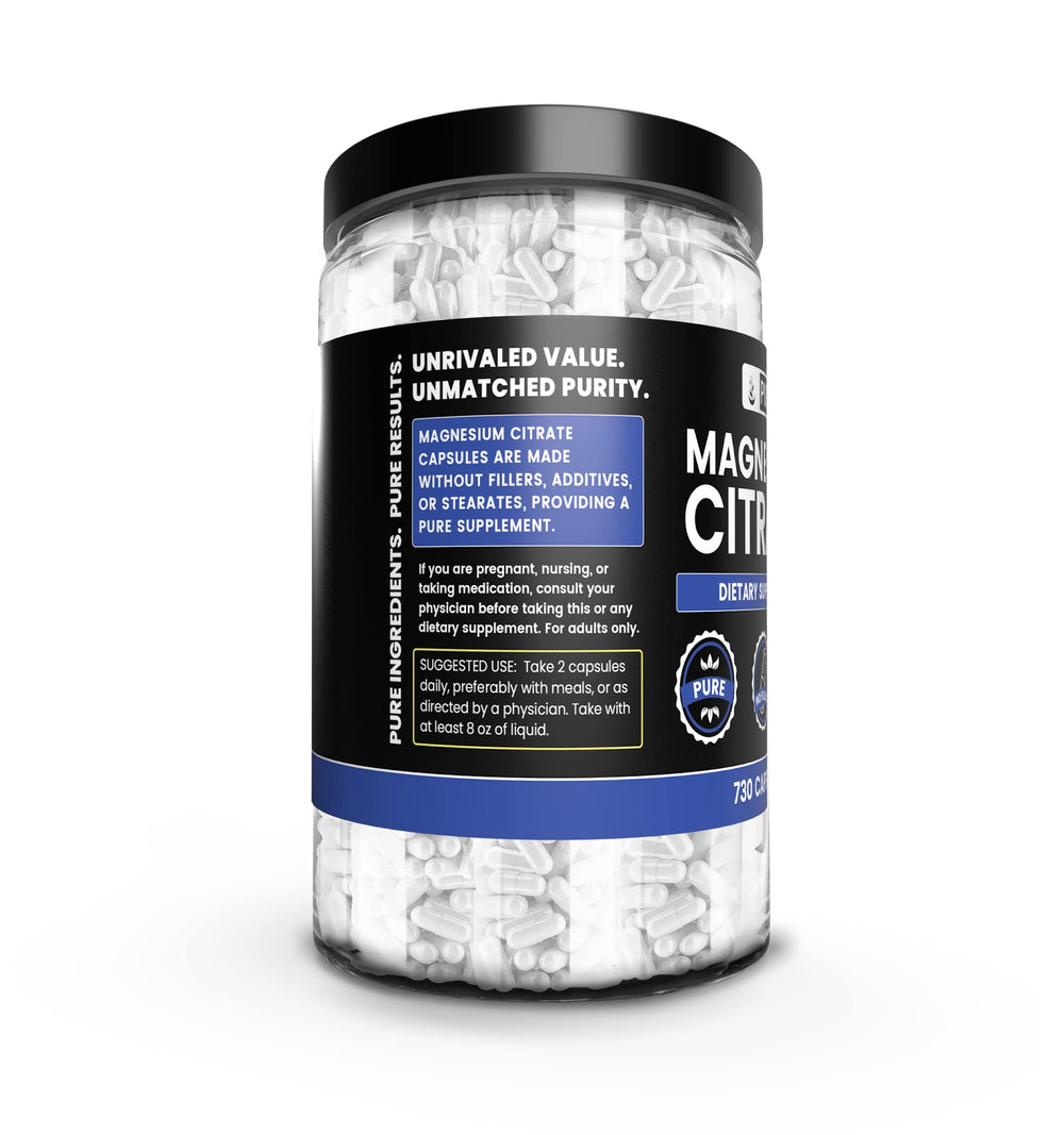 Single-ingredient magnesium citrate with no fillers