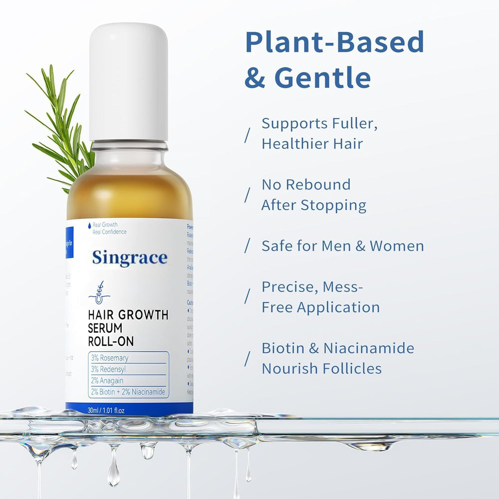 Singrace Hair Growth Serum applied to the thinning crown area.