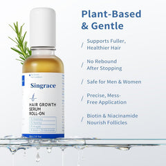 Singrace Hair Growth Serum applied to the thinning crown area.