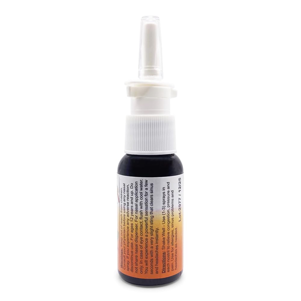 Sinus Plumber Pepper Nasal Spray product shot conveys natural relief potential.
