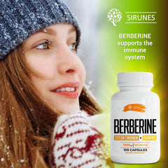 Bottle label featuring Berberine HCL, Cinnamon and Turmeric