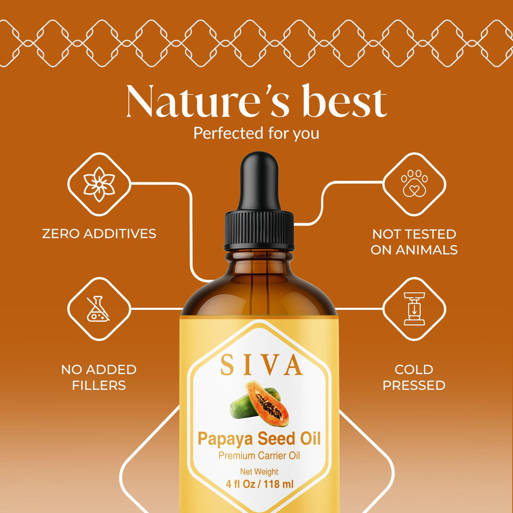 SIVA Papaya Seed Oil dropper, precise application for scalp massage.