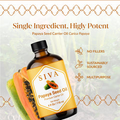 SIVA Papaya Seed Oil on skin close-up, gentle moisturization.